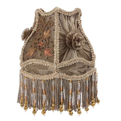 Lampshade Victorian Clip-On 15 cm - Taupe - Fabric