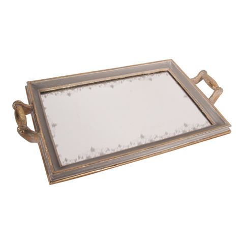 Plateau Miroir 43 cm - Gris - Résine