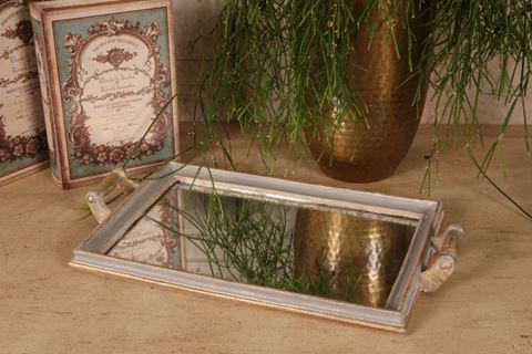 Plateau Miroir 43 cm - Gris - Résine