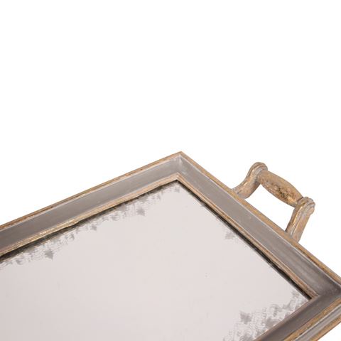 Plateau Miroir 43 cm - Gris - Résine