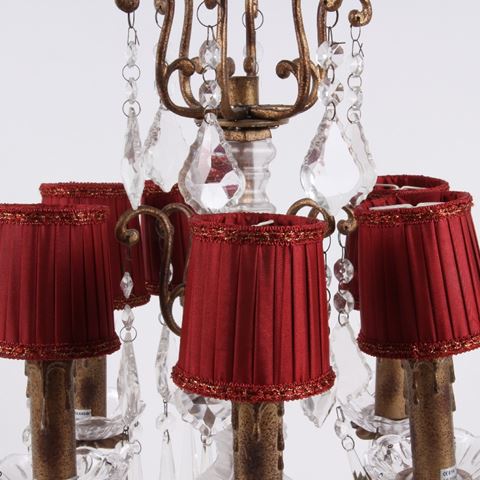 Abat-jour 8,5 cm - À pince - Rouge - Tissu