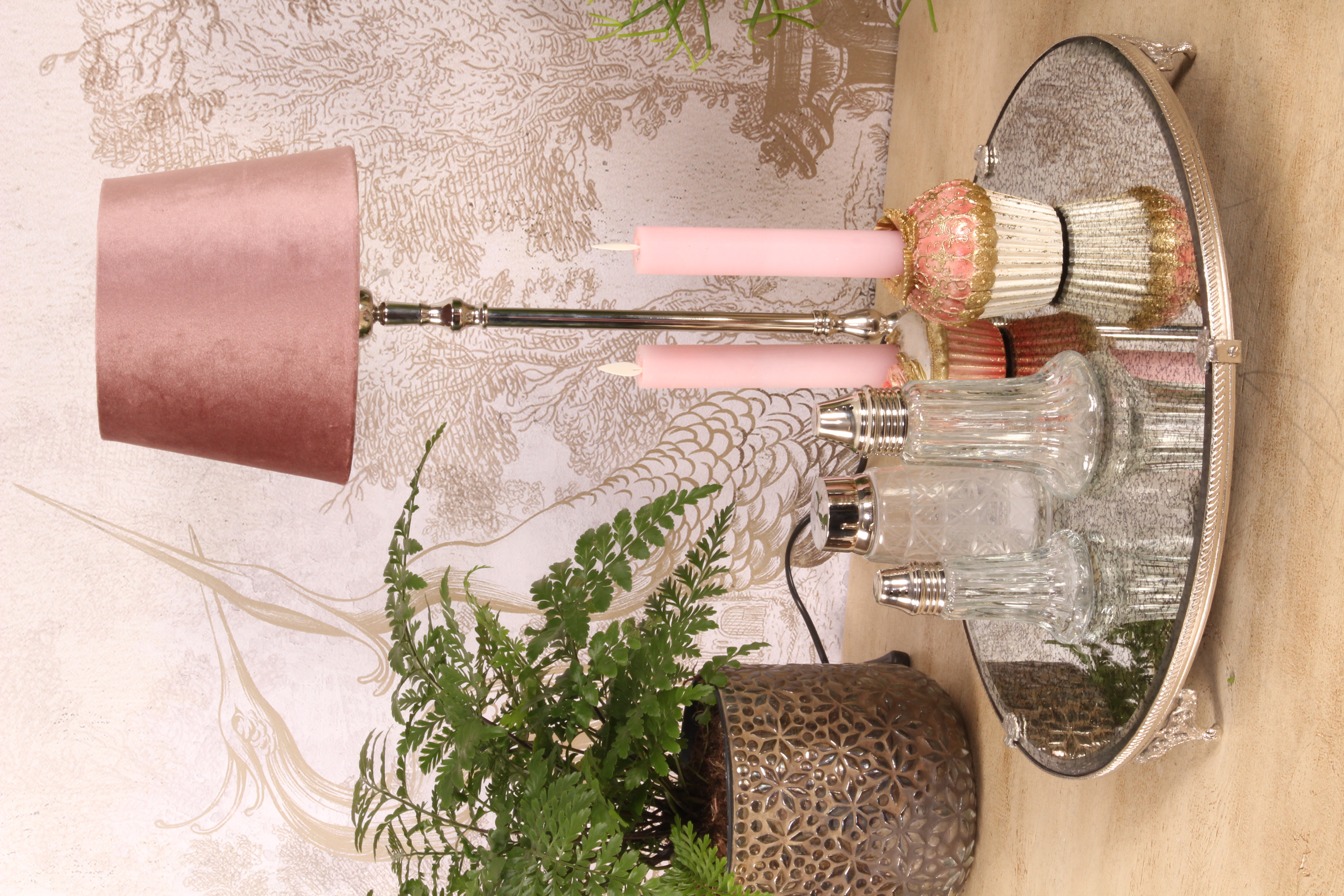 Dienblad met Spiegel 38.5 cm - Zilver - Koper