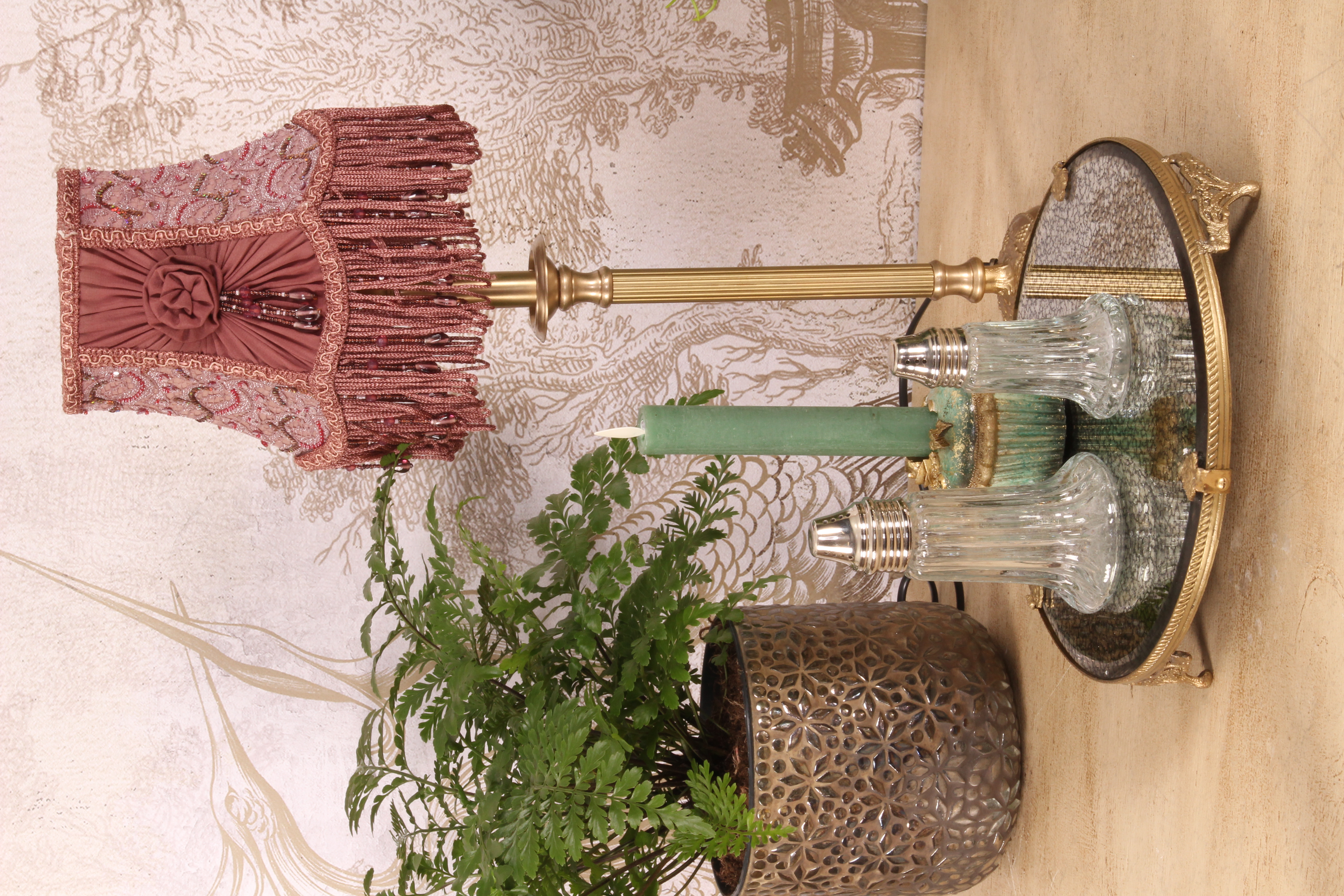 Dienblad met Spiegel 25.5 cm - Goud - Koper