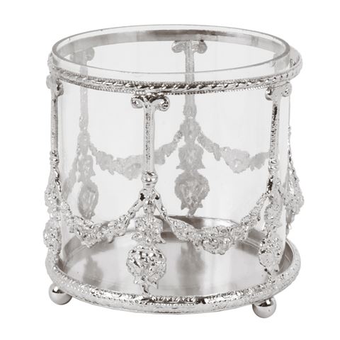 Waxinelichthouder 9 cm - Silber - Brass / Glas