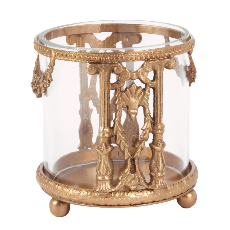 Waxinelichthouder 8,5 cm - Goud - Glas