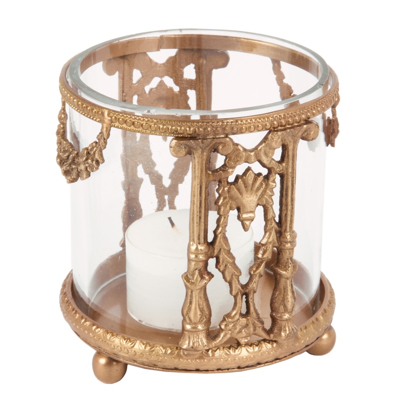 Waxinelichthouder 8,5 cm - Goud - Glas