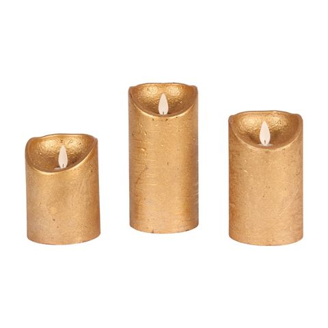 Wax LED kaarsen - Set van 3 - Met afstandsbediening - Goud