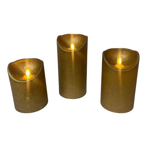 Wax LED kaarsen - Set van 3 - Met afstandsbediening - Goud