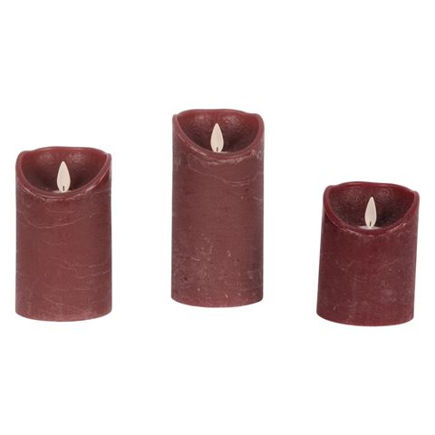 Wax LED kaarsen - Set van 3 - Met afstandsbediening - Burgundy