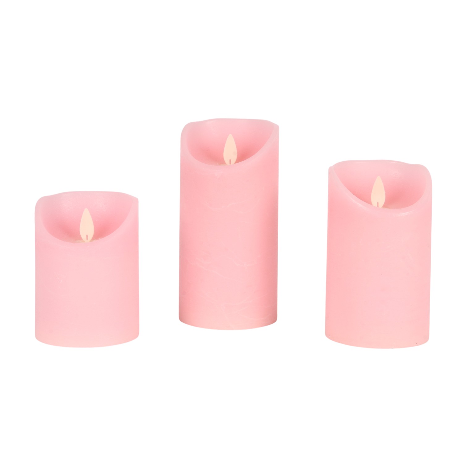 Wax LED kaarsen - Set van 3 - Met afstandsbediening - Roze