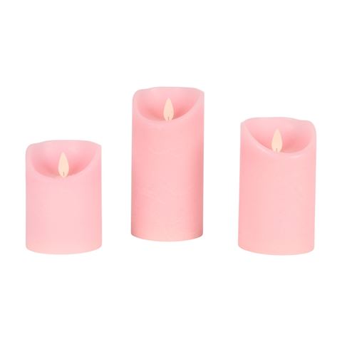 Wax LED kaarsen - Set van 3 - Met afstandsbediening - Roze