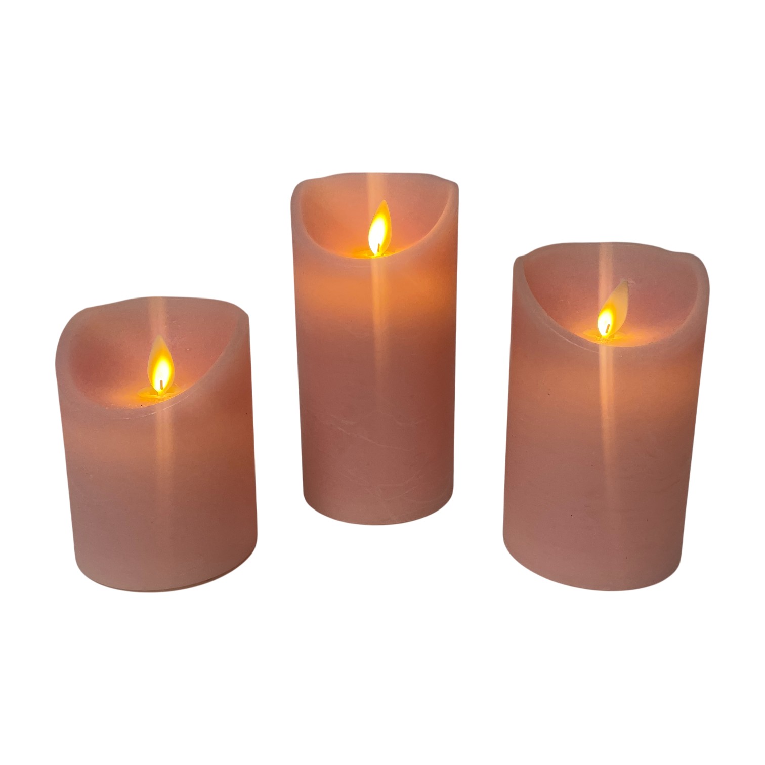 Wax LED kaarsen - Set van 3 - Met afstandsbediening - Roze