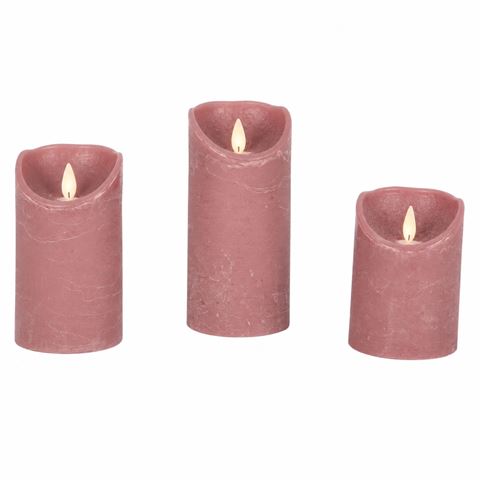 Wax LED kaarsen - Set van 3 - Met afstandsbediening - Roze