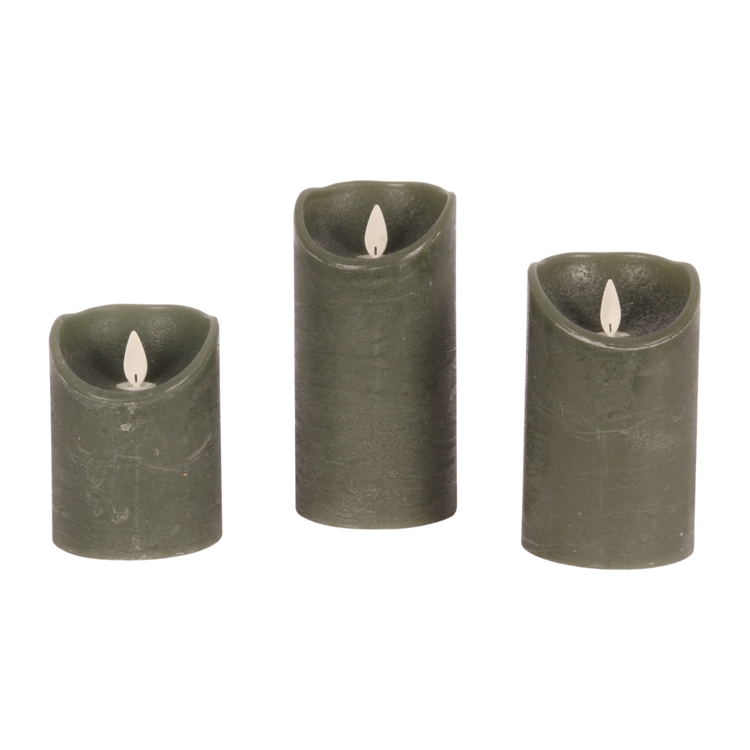 Wax LED kaarsen - Set van 3 - Met afstandsbediening - Groen