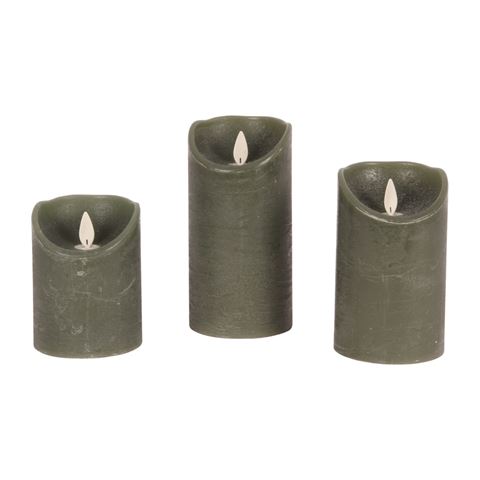 Wax LED kaarsen - Set van 3 - Met afstandsbediening - Groen