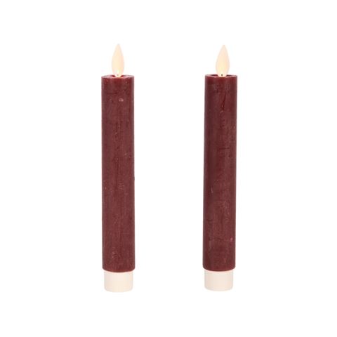 Wax Dinerkaarsen - Set van 2 - Met Afstandsbediening - Burgundy