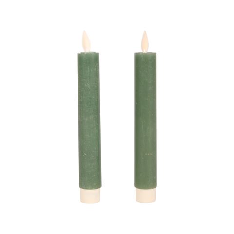 Wax Dinerkaarsen - Set van 2 - Met Afstandsbediening - Groen