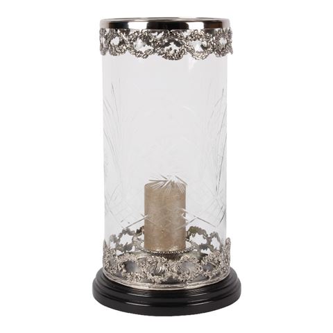Windlicht Meiland 46 cm - Zilver - Koper / Glas
