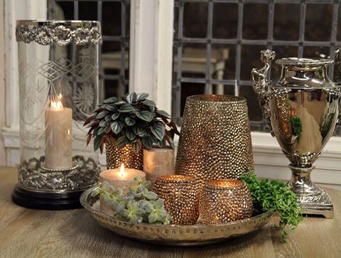 Windlicht Meiland 46 cm - Zilver - Koper / Glas