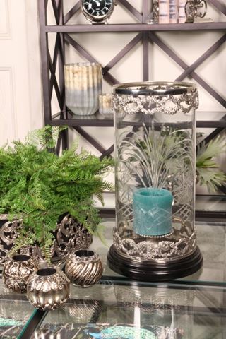 Windlicht Meiland 46 cm - Zilver - Koper / Glas