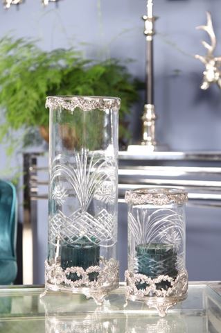Windlicht 43 cm - Zilver - Koper / Glas