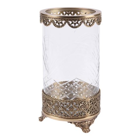 Windlicht Fadida 23,5 cm - Goud - Messing / Glas