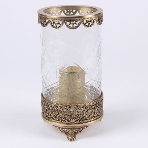 Windlicht Fadida 23,5 cm - Goud - Messing / Glas