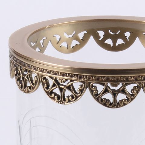 Windlicht Fadida 23,5 cm - Goud - Messing / Glas