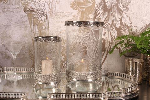 Windlicht Fadida 23,5 cm - Zilver - Koper / Glas