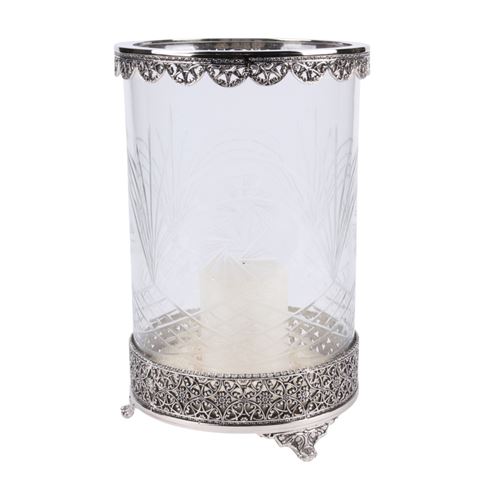 Windlicht Fadida 30 cm - Zilver - Koper / Glas