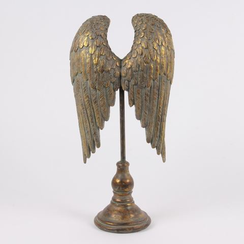 Ailes sur pied 51 cm - Or - Résine