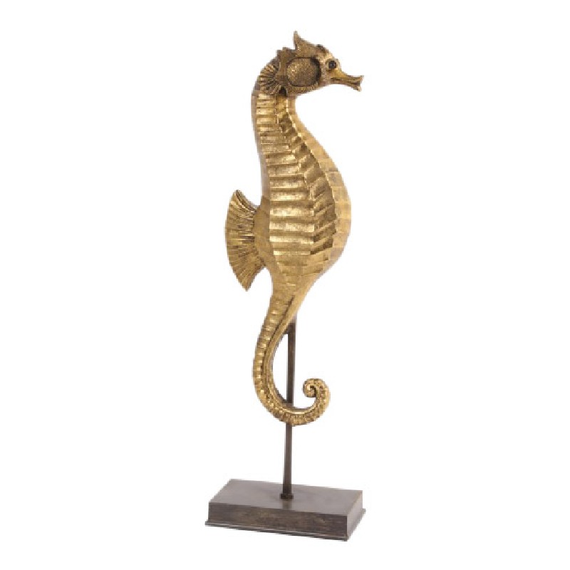 Seepferdchen auf Ständer 53 cm - Gold - Harz