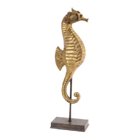 Seahorse on Stand 53 cm - Gold - Resin