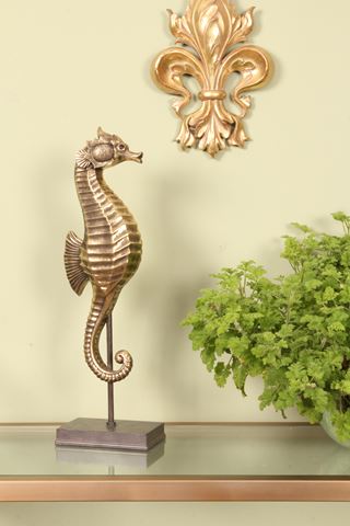 Seahorse on Stand 53 cm - Gold - Resin