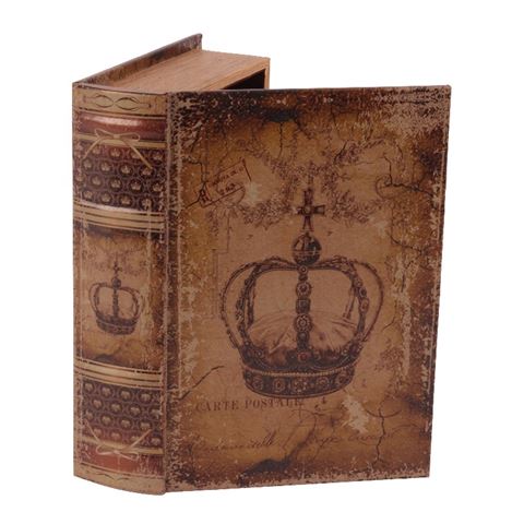 Book Storage Box Crown 27 cm - Brown