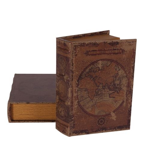 Opbergboek Wereldkaart 27 cm - Bruin