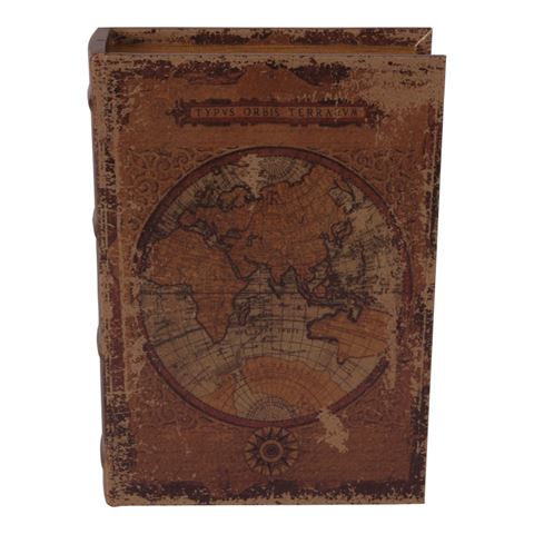 Opbergboek Wereldkaart 27 cm - Bruin