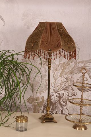 Lampenschirm Victorian 22 cm - Braun - Stoff