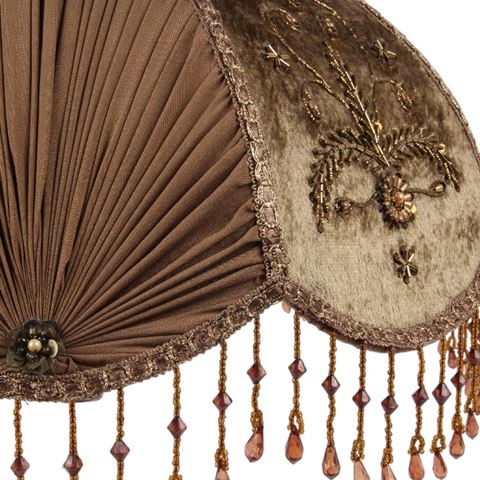 Lampenschirm Victorian 22 cm - Braun - Stoff