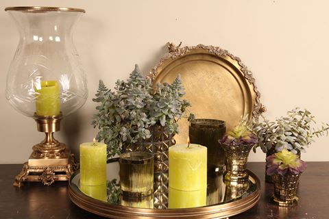 Windlicht Samira 50 cm - Goud - Koper / Glas