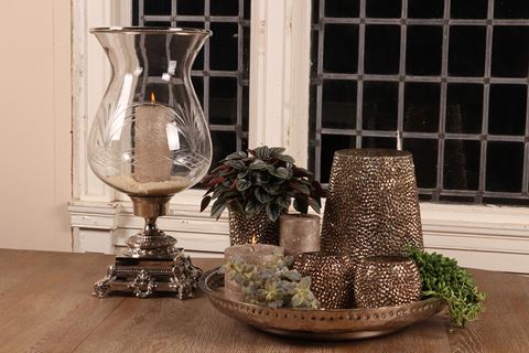 Windlicht Samira 50 cm - Zilver - Koper / Glas