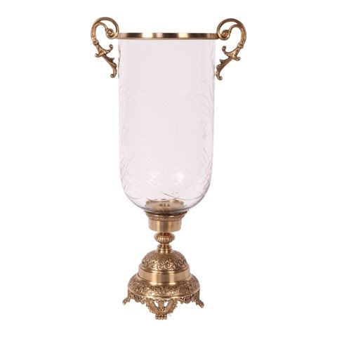 Windlicht Assiya 59,5 cm - Goud - Koper / Glas
