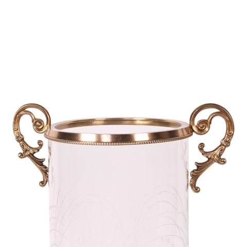 Windlicht Assiya 59,5 cm - Goud - Koper / Glas