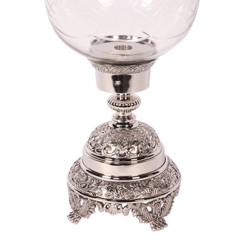 Windlicht Assiya 59,5 cm - Zilver - Koper / Glas