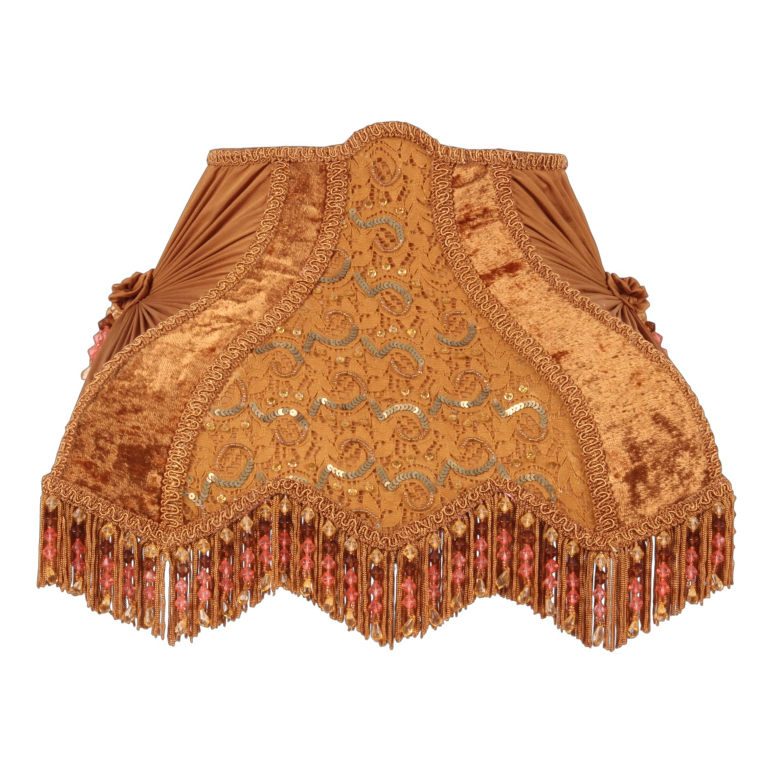 Lampshade Victorian Rectangle 40 cm - Orange - Fabric