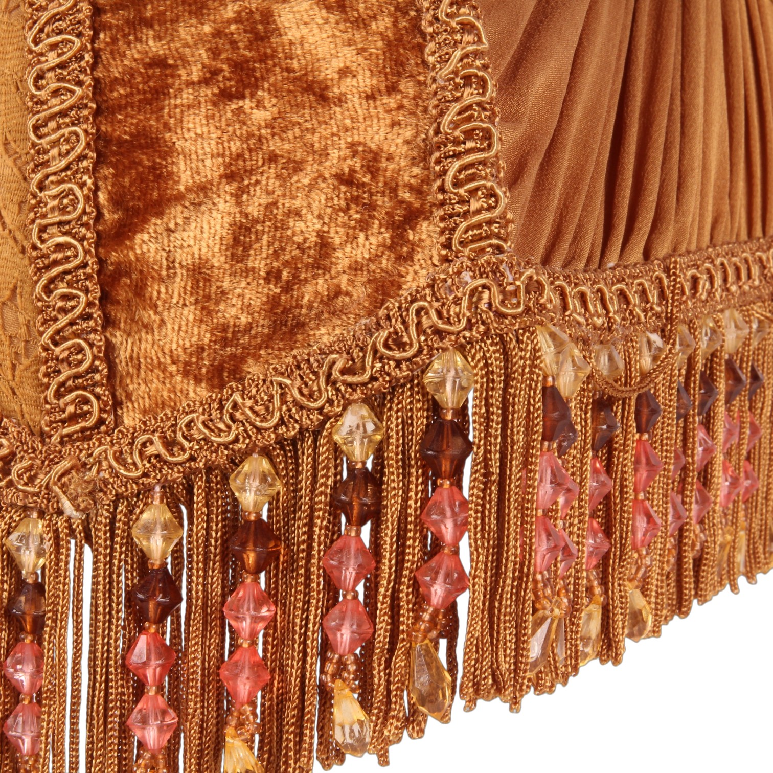 Lampshade Victorian Rectangle 40 cm - Orange - Fabric
