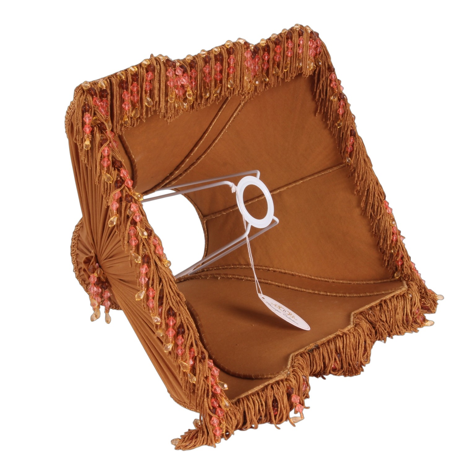 Lampshade Victorian Rectangle 40 cm - Orange - Fabric