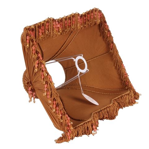 Lampshade Victorian Rectangle 40 cm - Orange - Fabric