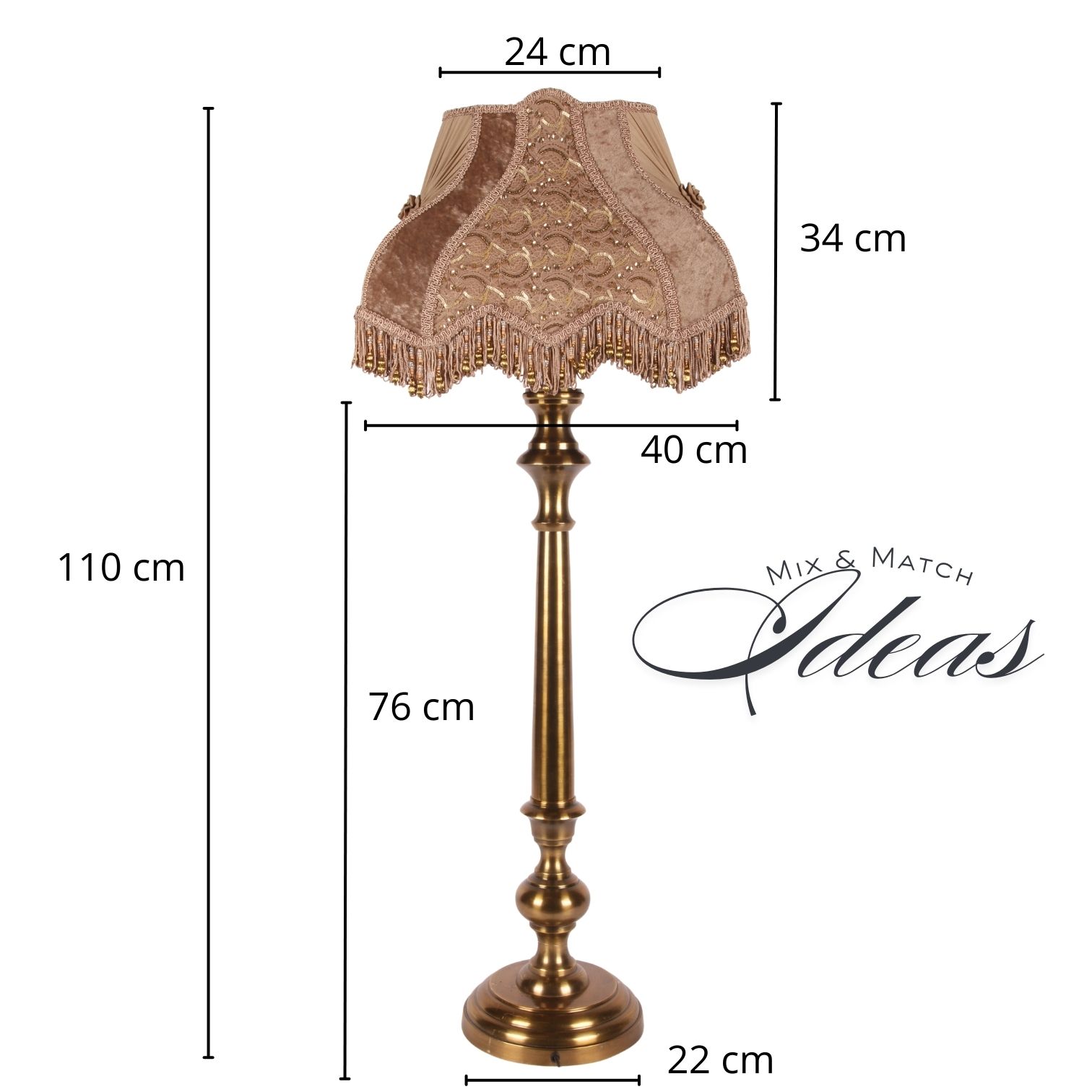 Lampenkap Victorian 40 cm - Bruin - Stof