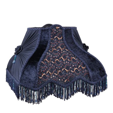 Lampshade Victorian Rectangle 40 cm - Blue - Fabric